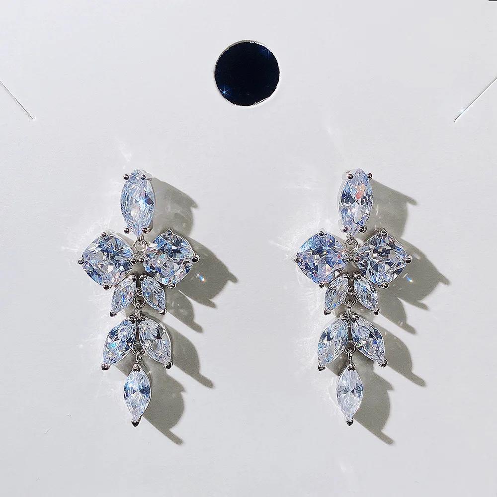 New Crystal Pendant Earrings with Zirconia Gorgeous Girls' Wedding Party Fashion Jewelry Light Luxury Personalized