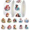 500pcs/Roll Disney Anime Princess Stickers Cute Ariel Snow White Seal Label Decals Reward Sticker Toy DIY Laptop Decoration Gift