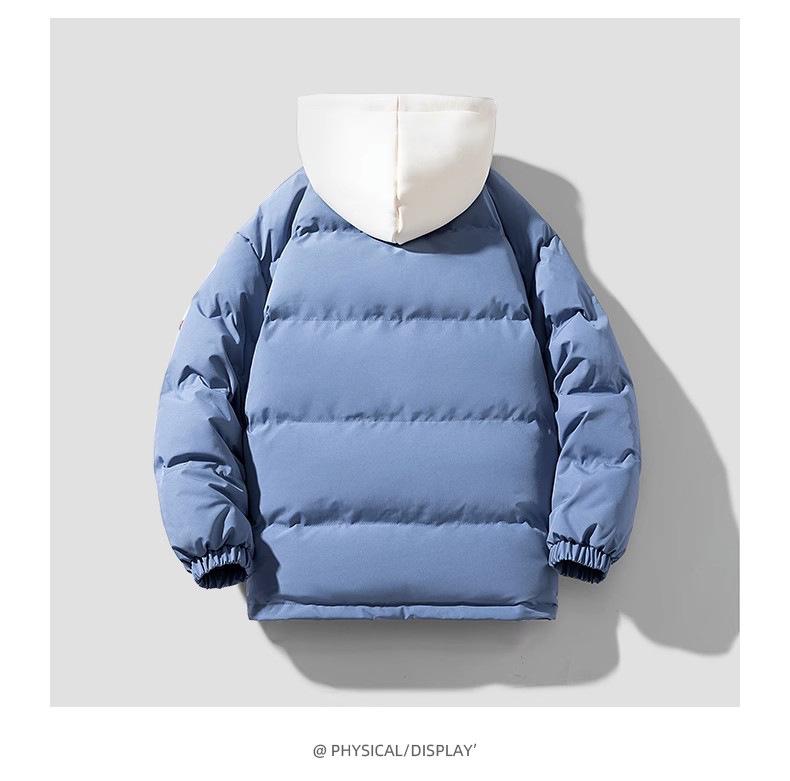 Trendy Couples' Hooded Loose Cotton Jacket - Faux Two-Piece, Thickened for Warmth in Autumn/Winter