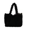 New fashionable solid color simple casual plush portable shoulder underarm bag beautiful fluffy portable handbag