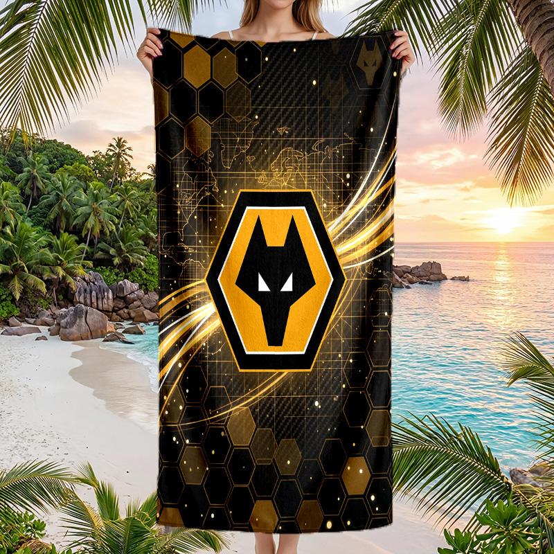 Wolverhampton Wanderers Fußball Strandtuch Weiches Mikrofaser Sommerhandtuch Schnelltrocknend Saugfähiges Handtuch für Strand Schwimmbad Reisen