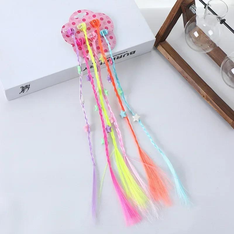 6 шт. Детская Девочка Конфетный Цвет Парик Коса Зажим для Волос Принцесса Милый Бабочка Бант Сердце Стиль Зажим для Волос Детская Укладка Волос Головной Убор