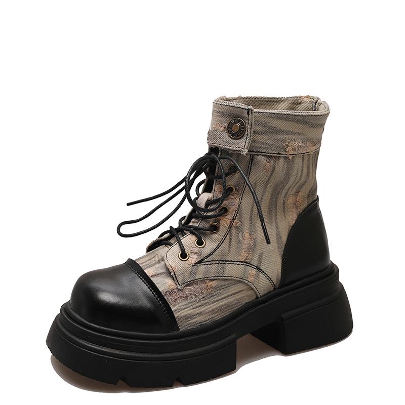 Fashion Autumn Flats Platform Cowboy Sport Casual Boots 7.5CM Winter Women Ankle Chelsea Boots Women Walking Shoes Snow Motorcycle Botas