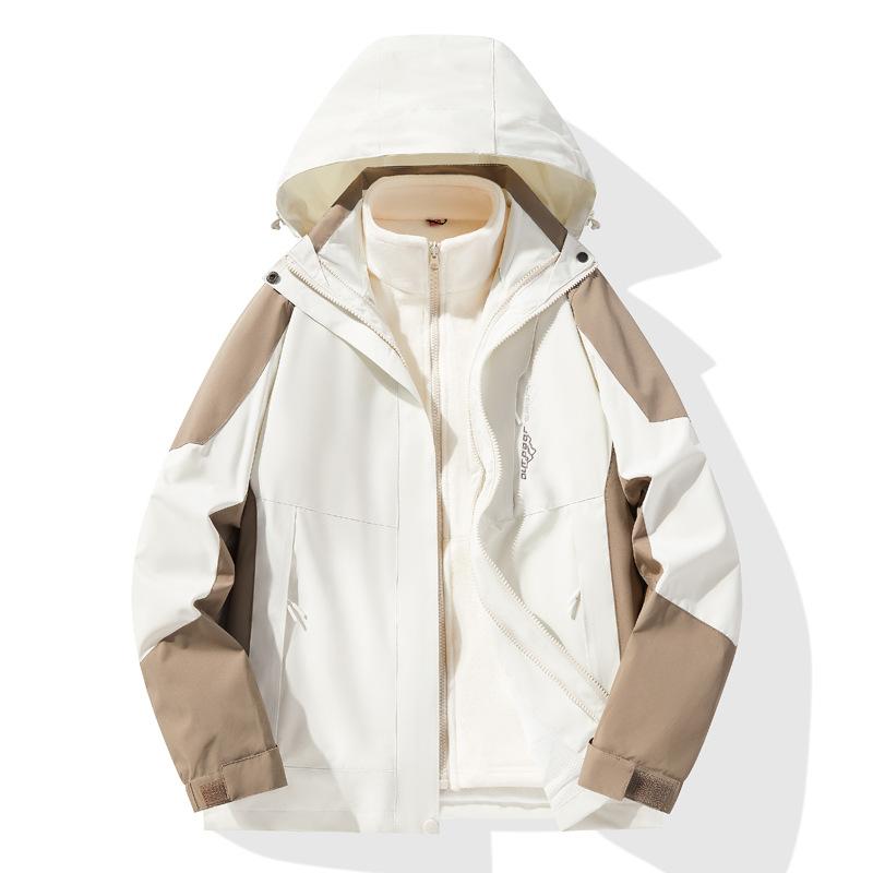 Outdoor Mountaineering Suit Jacket Three-in-one Detachable Wind-proof Waterproof Female Coat Couple Fleece Two-piece Suit