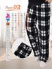 MiniZaru Loungewear Checkered Long Plus Sizes and Bottom Black Size Pajamas, Fluffy, Unisex, Fall/Winter Set, Pattern, Sleeves, Warm, Cute,