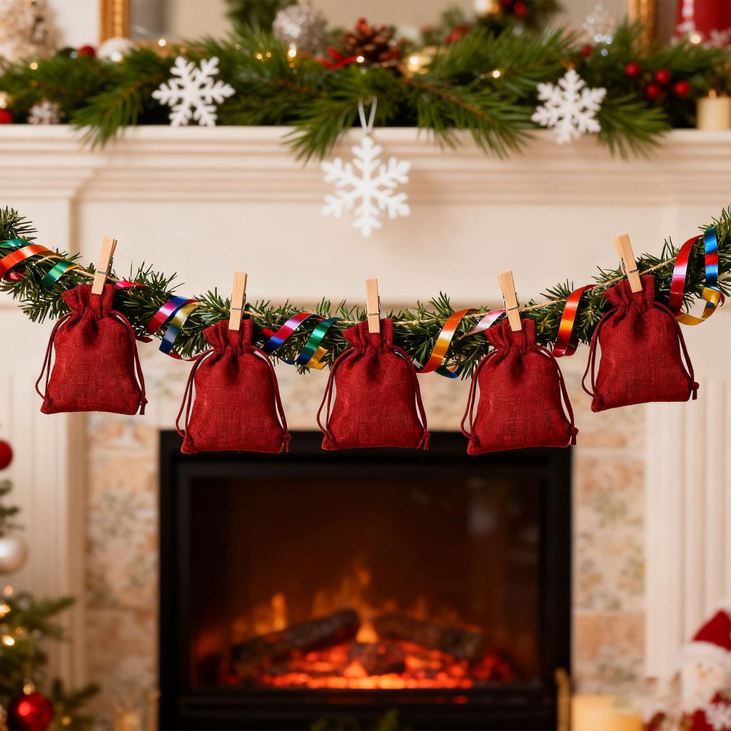 Juladventskalenderpåsar för presenttillverkning, 24-pack säckar, Juladventskalenderpåsar, DIY juldekorationspåsar, Juldekorationer