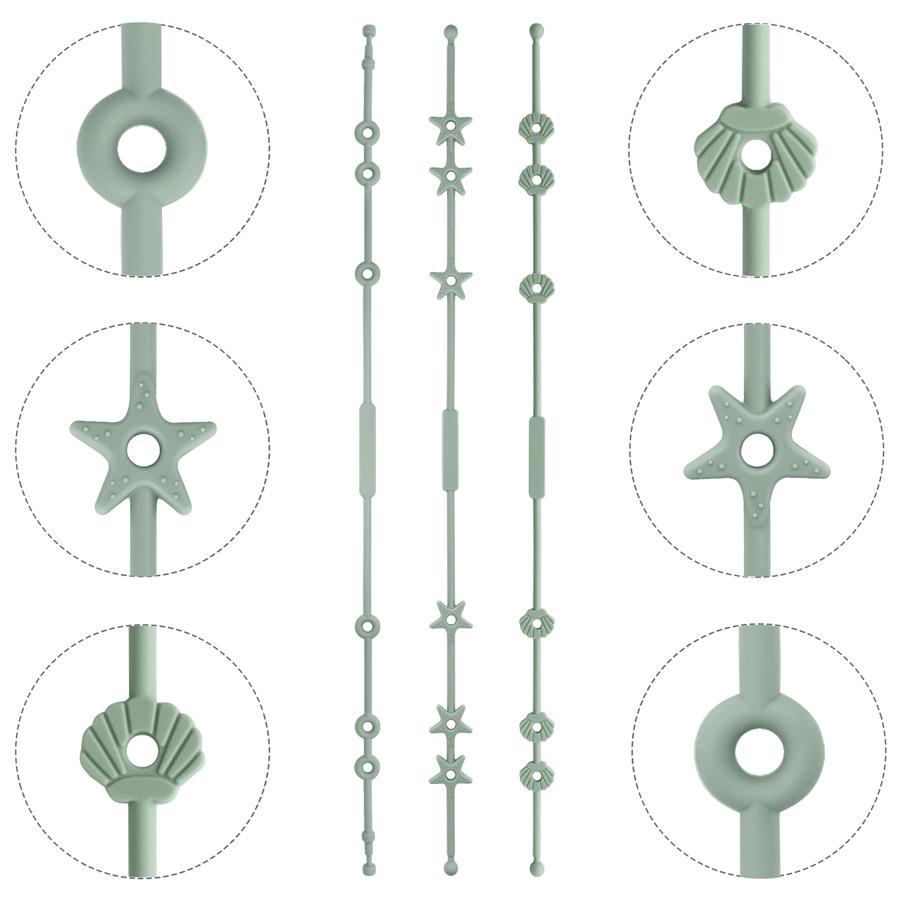 Color Kids 3PC Silicone Pacifier Clips Solid Color Pacifier Chain Cartoon Baby Toys Adjustable Baby Essentials Soft Baby Gift