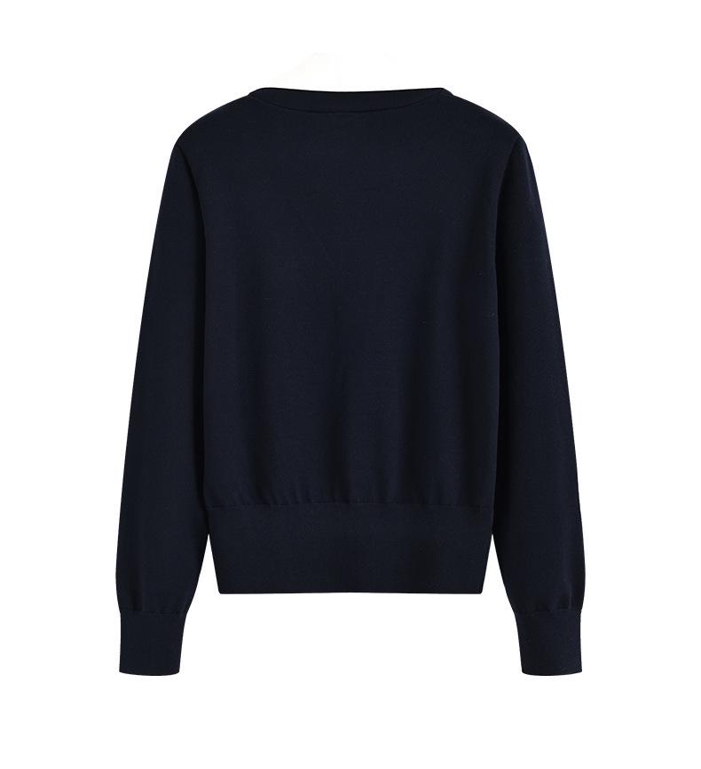 Women's Colorblock Faux Two-Piece Knitted Polo Top - Long-Sleeved, Autumn 2025, Casual & Elegant.