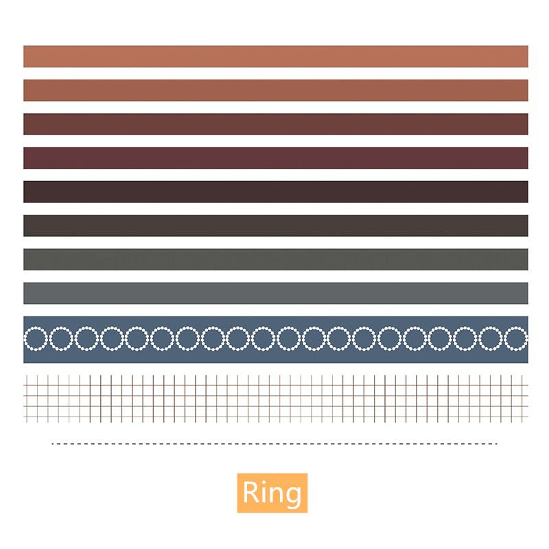 10ks Basic Color Paper Washi Tape Set 10mm 25mm Duhové lepidlo Maskovací pásky Samolepky Dekorační album Diář A6174