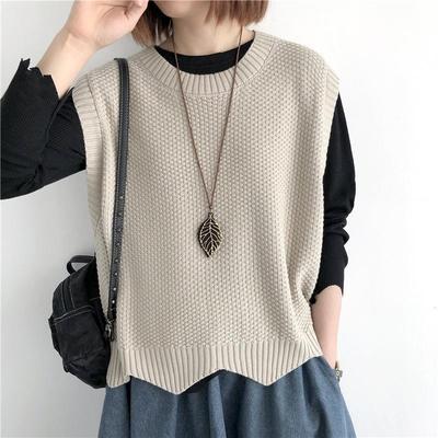 Asymmetrische Weste Damen Oberbekleidung Layering Einfarbig Rundhalsausschnitt Retro Weste Dünn Locker