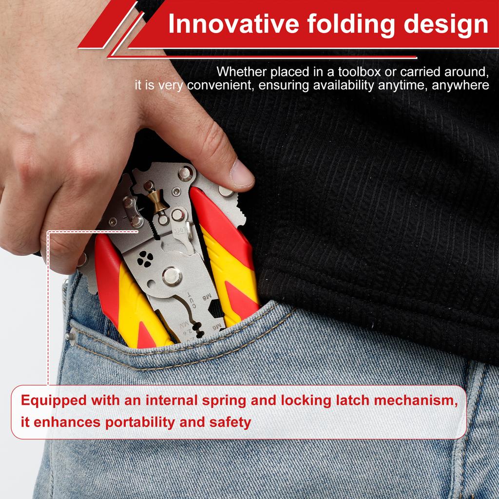 14 in 1 Multifunctional Wire Stripper Pliers Foldable Cable Stripper Tool Ergonomic Electric Wire Cutting Splitting Crimping