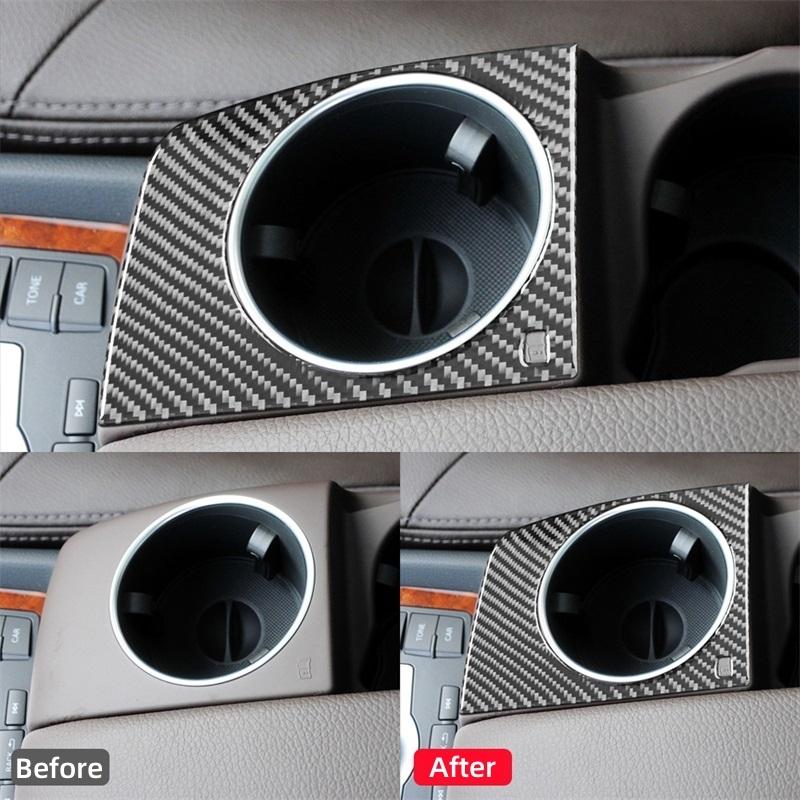 For  Q7 2007-2015 Accessories Carbon Fiber Interior Car Central Armrest Box Water Cup Holder Decor Sticker Cover Trim Frame