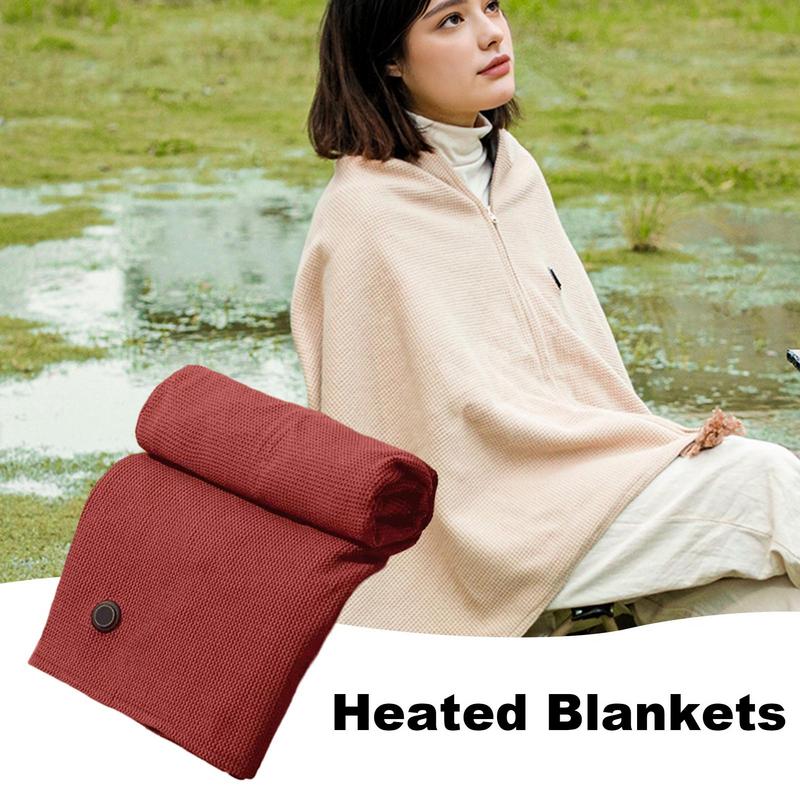 Electric Throw Blanket 59.06x27.56 Inches Outdoor Heater Blanket USB-Powered Winter Plush Blanket Portable Heated Blanket Shawl