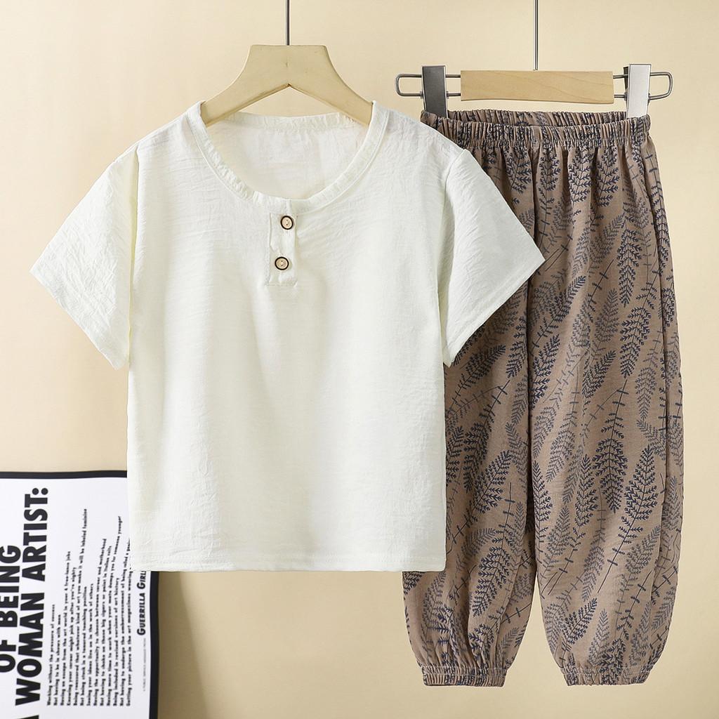 Baby Boy Summer Outfit Set With Ice Silk Fabric For Toddler Kids Casual Wear