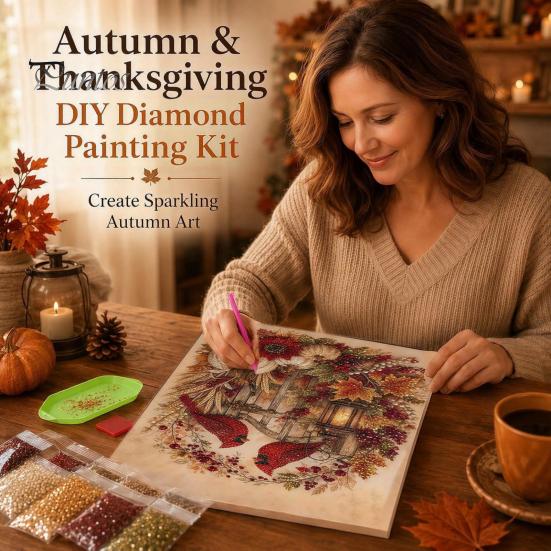 Fall Home Decor Crafts Autumn Faux Pearl Painting Kit, DIY Pumpkin Turkey Art for Adults Sunflower 3D Wall Craft Kit Handmade Set