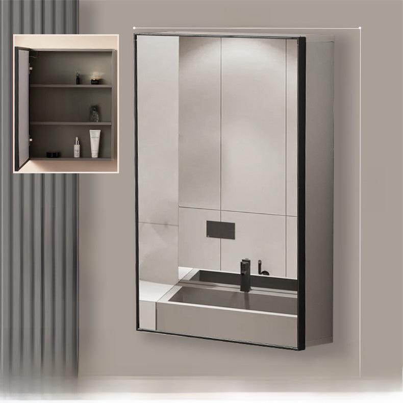 40cm x 50cm Space Aluminum Smart Mirror Cabinet with Lights & Defogging, Punch-Free Wall-Mounted for Small Bathrooms