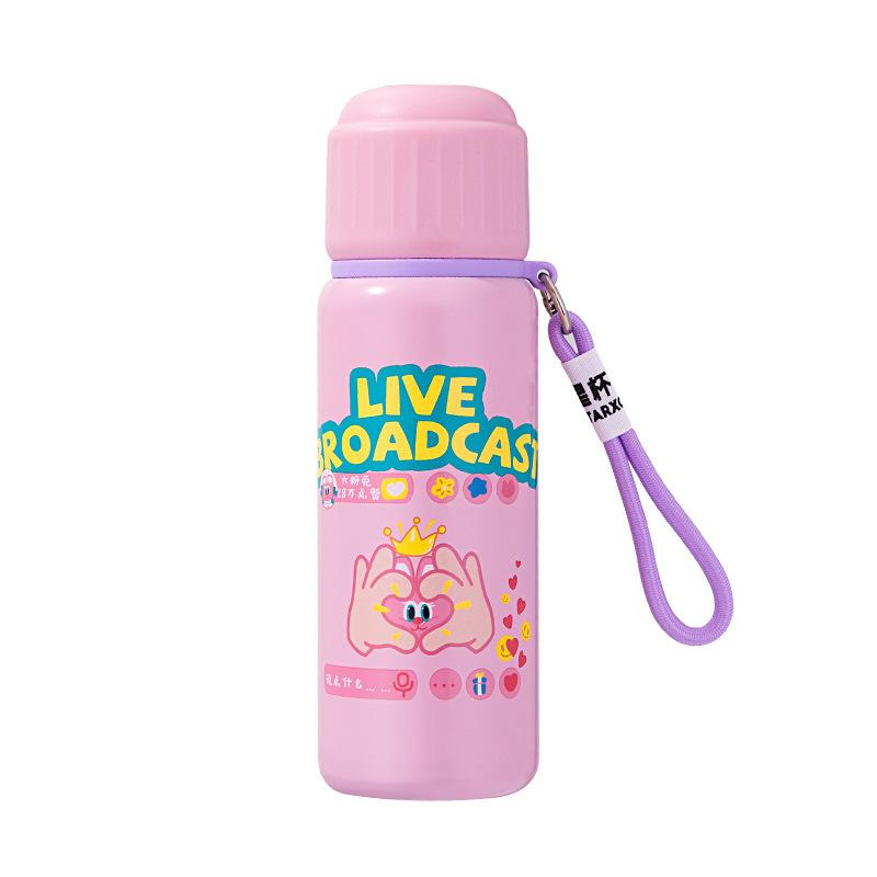 New Cute Graffiti Thermos Cup High Value Girls Large Capacity Children's Kettle Will Carry Rope Tea Water Cup