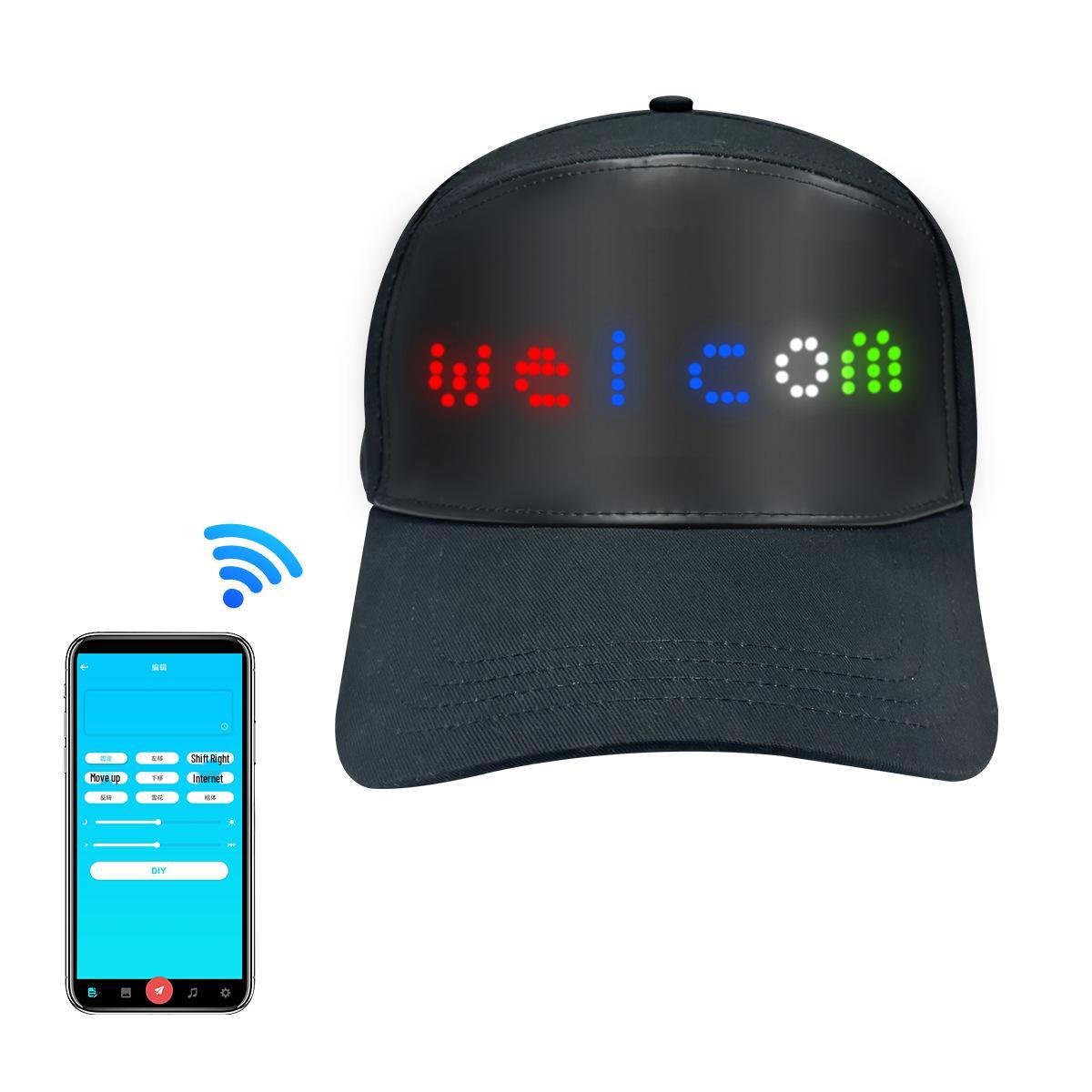 

Светодиодная шляпа с Bluetooth и английским дисплеем - Настраиваемый текст через мобильное приложение для фестивалей и выступлений Adjustable