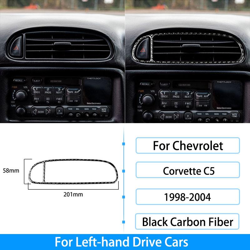 Pentru Chevrolet Corvette C5 1998-2004, fibră de carbon, priză centrală, buton radio, ridicare fereastră, inel pentru chei, decorare pentru capac