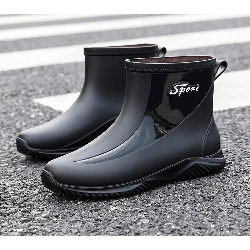 Men Rain Boots Chef Shoes Fishing Shoes Casual Waterproof Comfortable Fashion Non-slip Strong Wear-resistant Trend Large Size 44