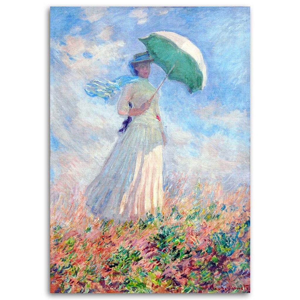 Canvas Print, Woman with Umbrella Turned To the Right - C. Monet Reproduction