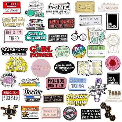 Trendy Cartoon Combo English Brooch – Personalized and Versatile Multi-Style Badge Accessories