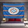 Montpellier Herault Sport Club 1974 Crest Blue Orange Striped Wall Tapestry French Football Fan Decor for Bedroom Gift