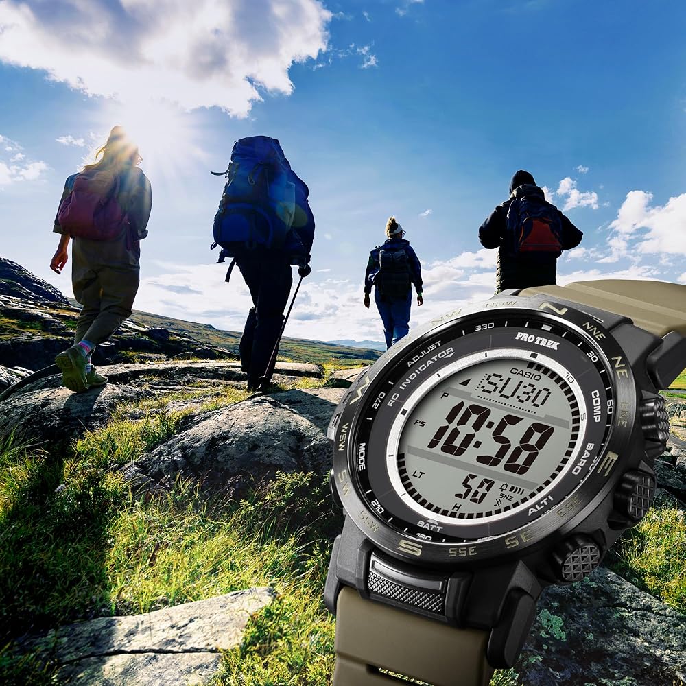 Casio Pro Trek Climber Line Solar Radio Watch Men's Dark Coyote Color Eco-Friendly Material PRW-35LD-5JF