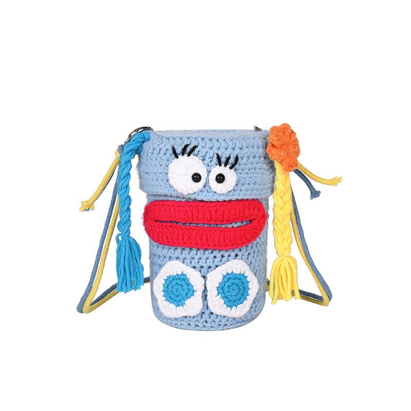 

Детская забавная цветная вязаная сумка через плечо кроссбоди на каждый день для синий