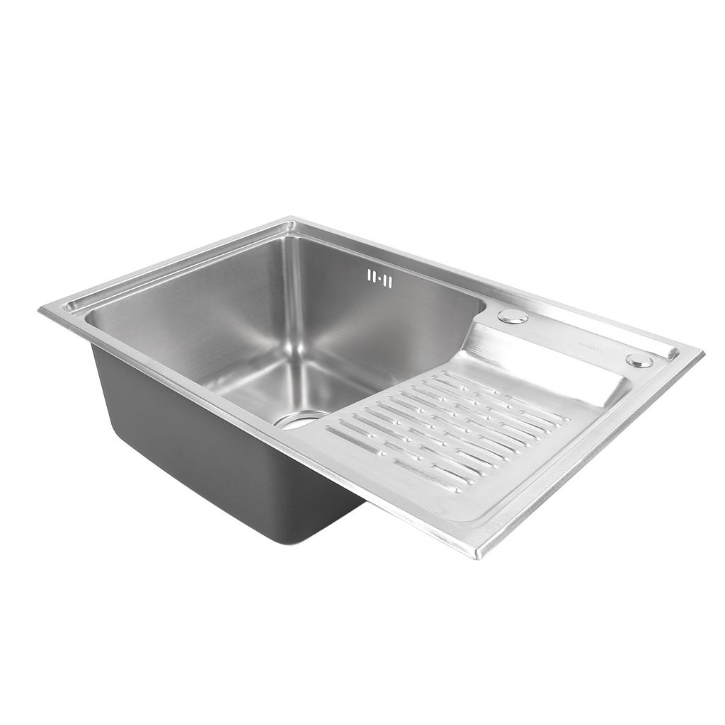 Top Mount Sink 304 Stainless Steel Drop In Sink Single Bowl Basin with Washboard Laundry Utility