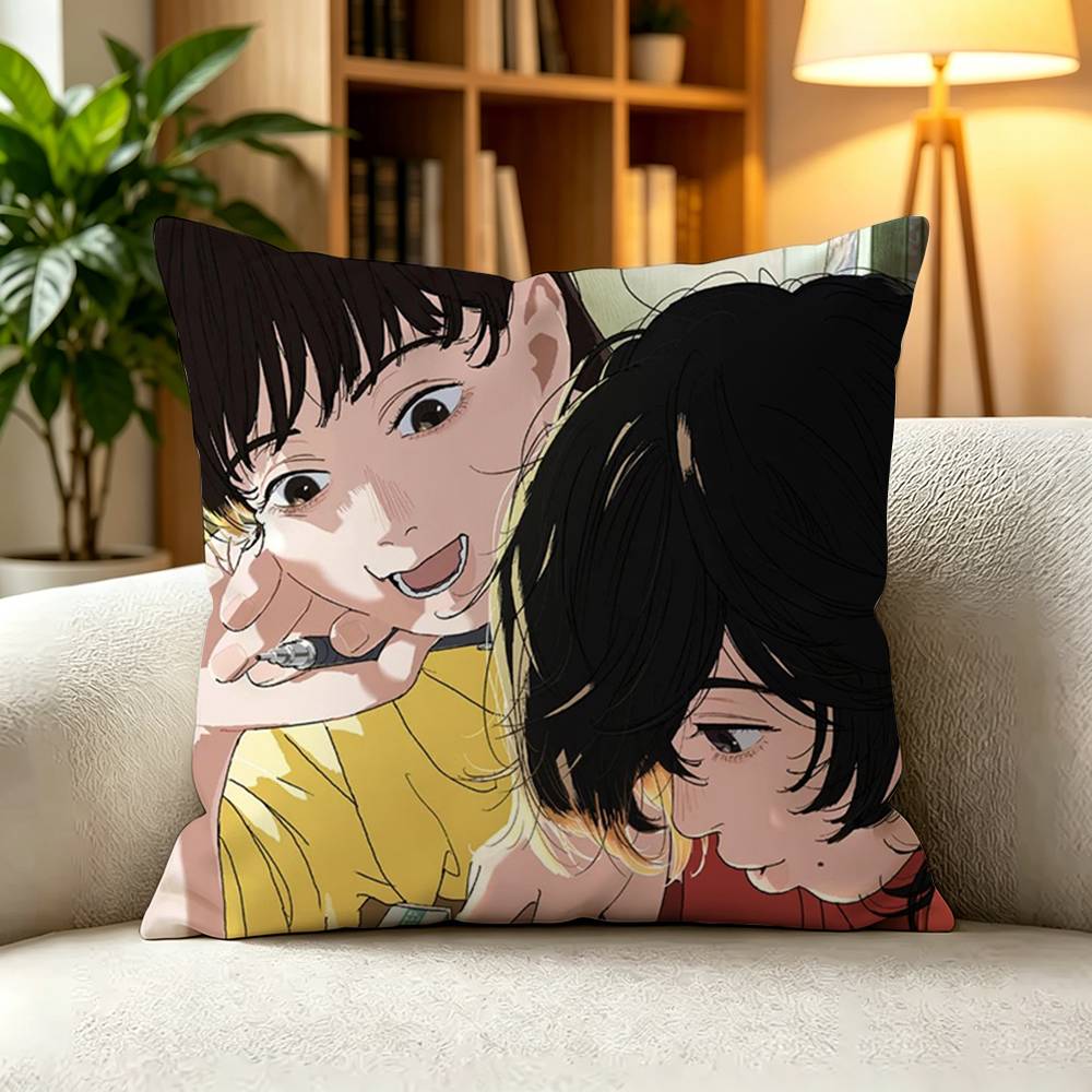 L-Look Back Fujino Kyomoto Drawing Girl Manga Square Double-Sided printed Pillow Case Bedroom Bedside Pillow Sofa Cushion Cover