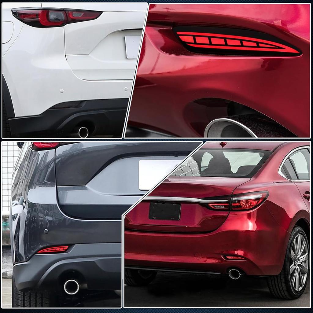 Rauchige Linse LED-Heckstoßstange Nebelscheinwerfer-Baugruppe Kompatibel mit Mazda 6 2018-2021 cx5 cx-5 2022 Fungiert als Nebelschlussleuchte Bremslicht Stoßstange
