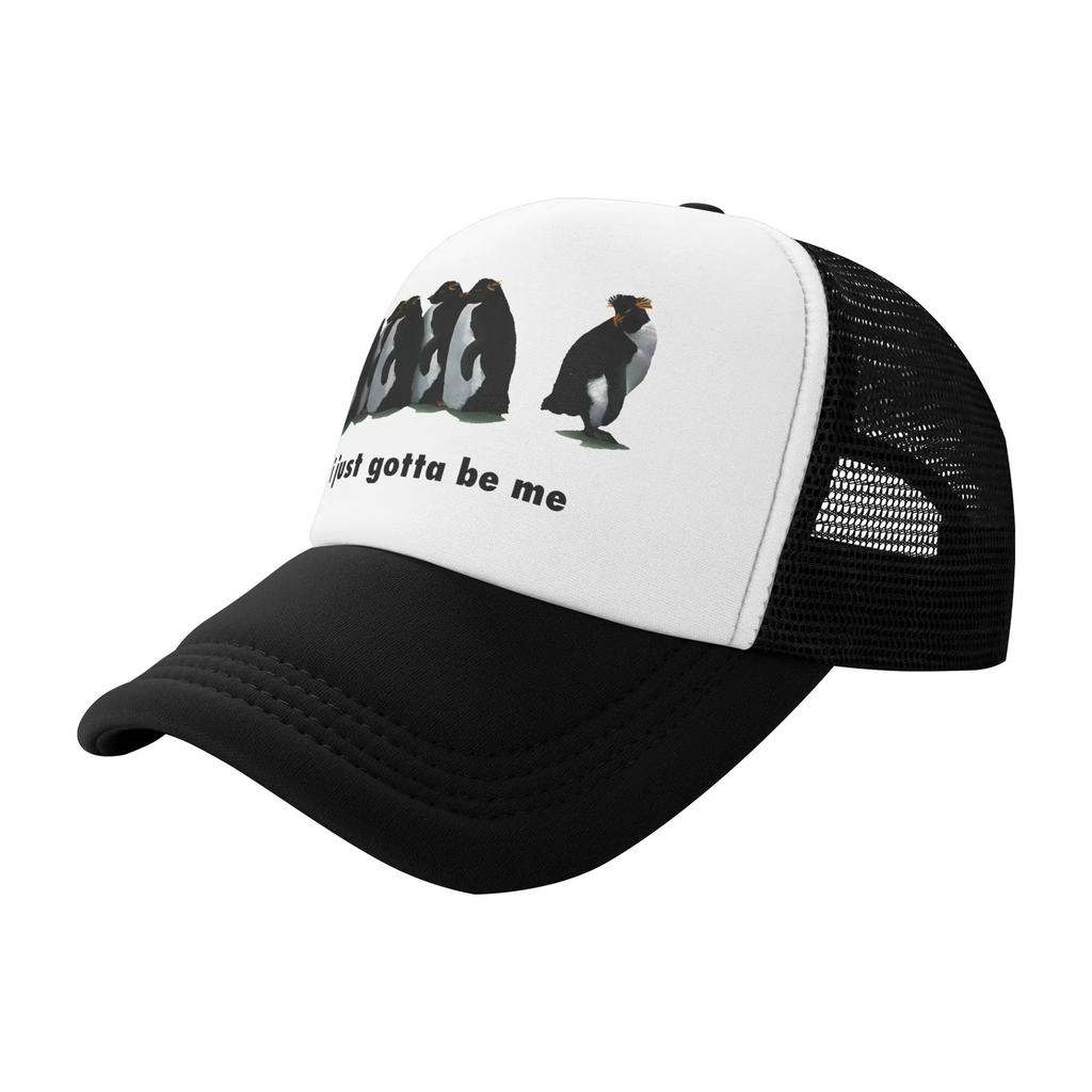 I Just Gotta Be Me Funny Penguin Snapback Hat For Men Women Summer Cooling Mesh Side Sun Hats Caps For Casual Headwear