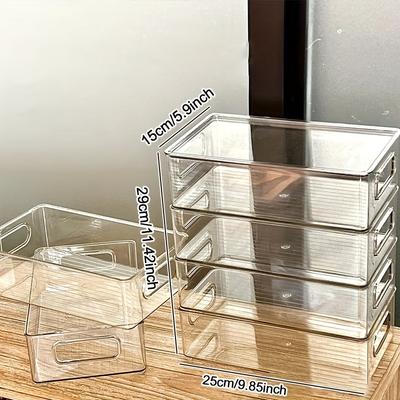 Large Transparent Storage Bins with Lids Stackable Desk Organizer Containers for Office Supplies, Stationery Essentials