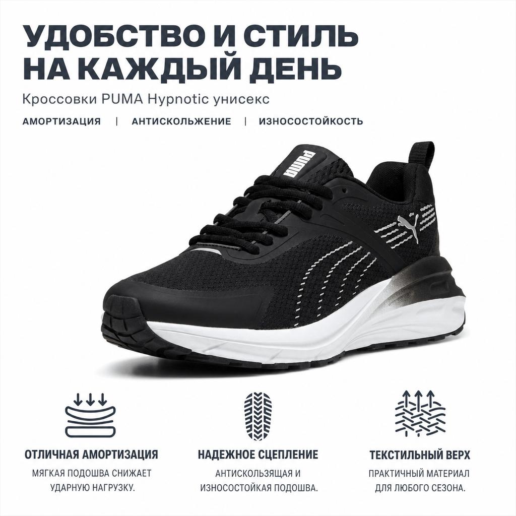 Puma Hypnotic Black Cool Mid Grey Unisex Sneakers Silver White 395235-02
