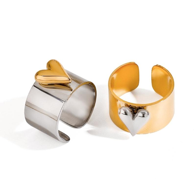 Stylish Multicolor Heart Shape Adjustable Rings Comfortable Lightweight Designs Rings Ideal For Couples And Friend