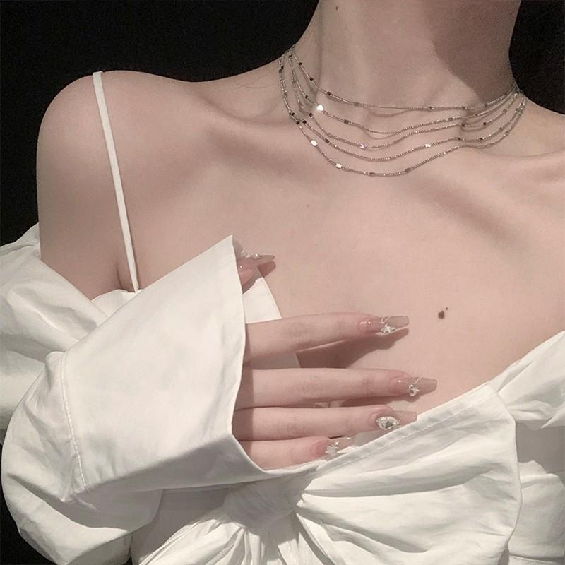 

Сверкающее многослойное ожерелье с кисточками Banquet Premium Sense Clavicle Chain Niche Design Temperament Универсальное ожерелье