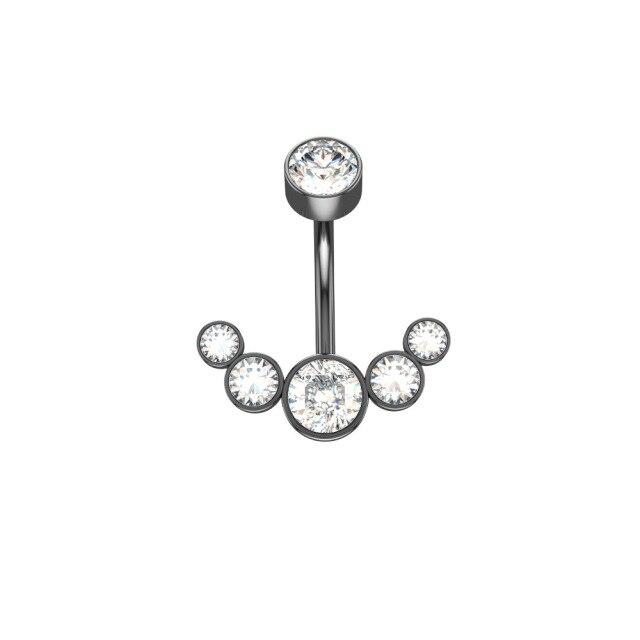 New Stainless Steel Colored Round Zircon Rhinestones Crystal Belly Button Ring Tassel Pendant Belly Button Body Jewelry Piercing