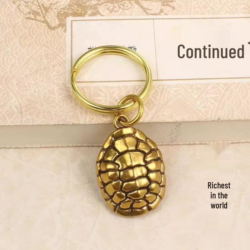 Heavenly Brass Turtle Shell Cloud Keychain Pendant - Men's Fashion Accessory In Ancient Style