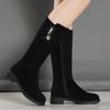 Women Warm Plush Snow Boots Casual Flat All-match Cotton Fashion Side Zipper Winter Shoes Thigh High Boot Botas