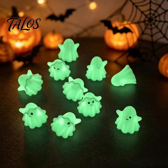 Compact Ghost Figures for Windowsills 10Pcs Mini Luminous Ornaments Halloween Party Decoration, Cute Glowing Milky White Collectibles Desktop