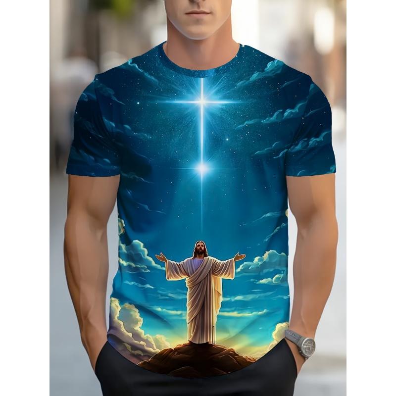 3D Printed Christ Jesus T Shirt For Men Virgin Mary Cross Graphic T-Shirts