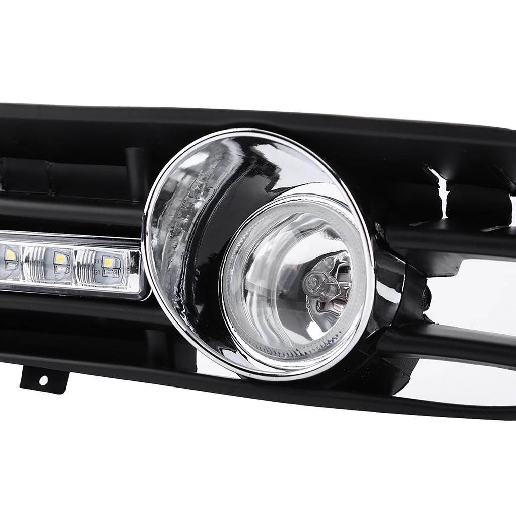 2 Pcs Fog Light Vent Cover, H3 Fog Lights Grilles With LED DRL Lamp for 1997‑2006 TDI MK4