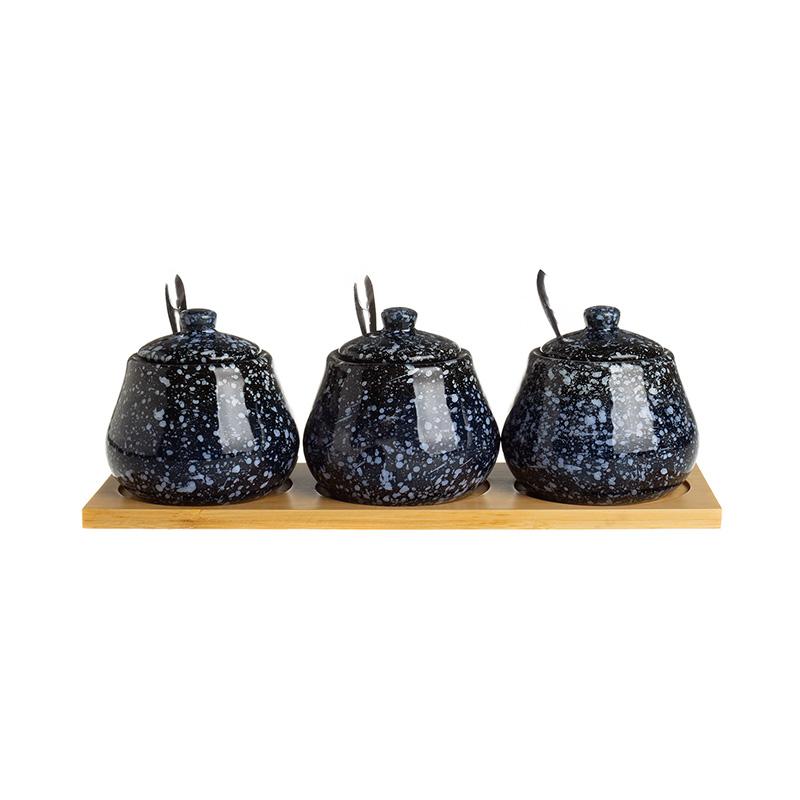Ceramic Seasoning Jar Set Spice Jar Seasoning Bottle Salt Shaker Spice Container Seasonings Box Kitchen Organizer Storage Jar