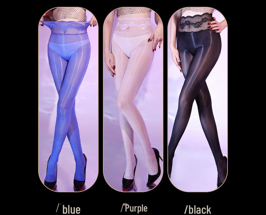 Peony Lace Seamless 5D Open Crotch Black Stockings - Erotic Women's Hosiery