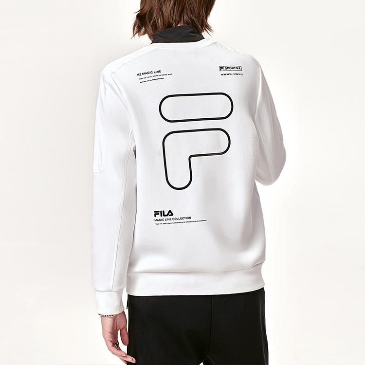 Fila Logo Print Sports Casual Pullover Sweatshirt Men Sweatshirt White F11M149201F-WT