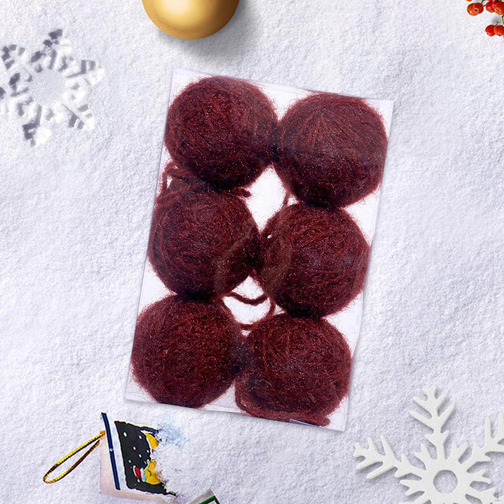 6 Pieces Christmas Ball Ornaments Tree Hanging Balls with String Xmas Decorations