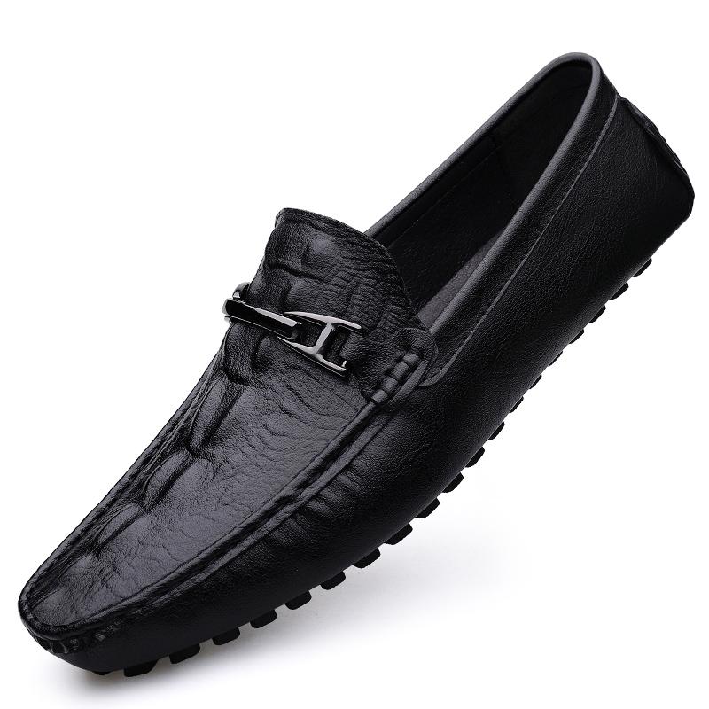 2024 New Leather Shoes Men's Black Casual Shoes Slip-on Shoes Soft Bottom Non-slip Dad Driving Shoes Business Casual Loafers