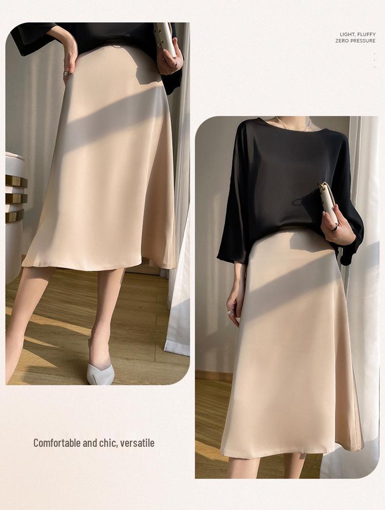 Women's Summer Mulberry Silk High Waist A-line Midi Skirt