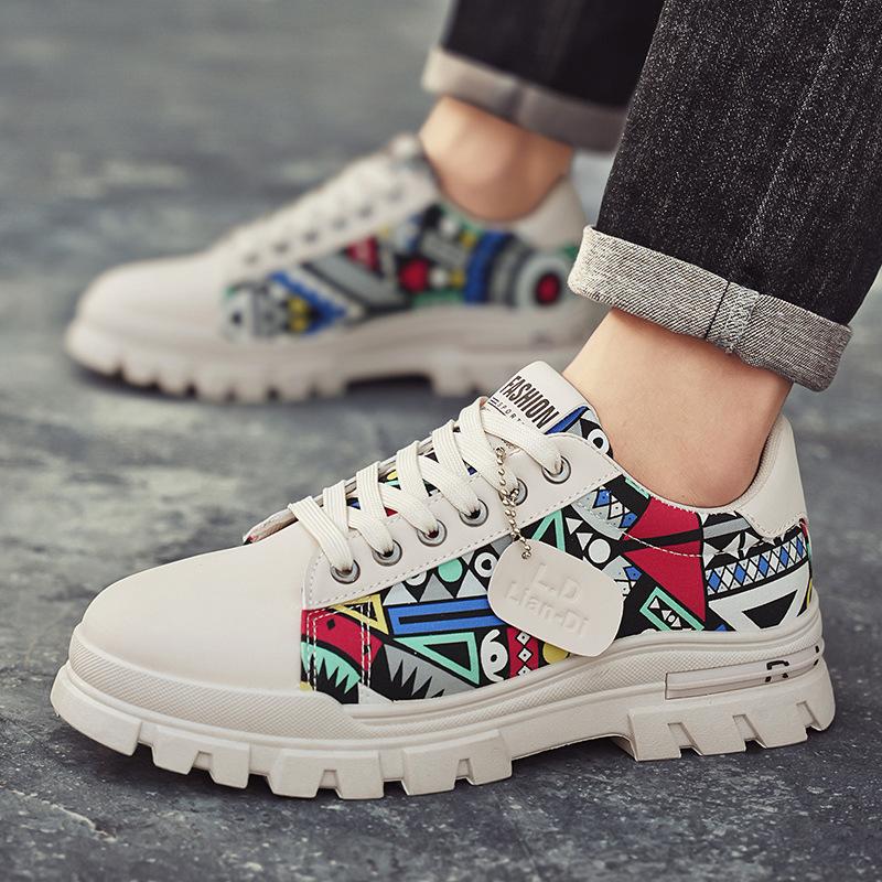 Höst Vår Nya Herrskor Mode Personlighet Trendiga Skor Låg Topp Plattform Casual Enkla Skor Arbete Sport Brädskor